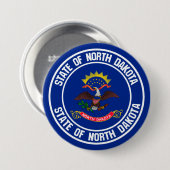North Dakota Round Emblem Ronde Button 7,6 Cm (Voorkant /achterkant)