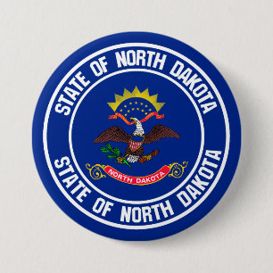North Dakota Round Emblem Ronde Button 7,6 Cm