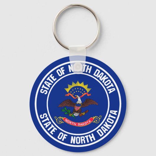 North Dakota Round Emblem Sleutelhanger (Voorkant)