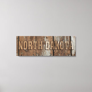 North Dakota rustieke houten muur canvas teken Afdruk