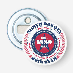North Dakota State Information Circle Button Flesopener