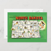 North Dakota State Map Briefkaart (Voorkant / Achterkant)