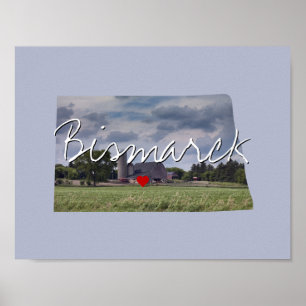 North Dakota State Photo insert and town name Poster