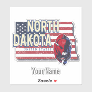 North Dakota State United States Retro Map  Sticker