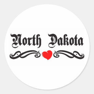North Dakota Tattoo Ronde Sticker