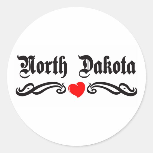 North Dakota Tattoo Ronde Sticker (Voorkant)