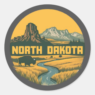 North Dakota Verenigde Staten Ronde Sticker