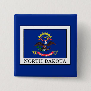 North Dakota Vierkante Button 5,1 Cm