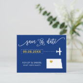 North Dakota Wedding Save the Date Map Briefkaart (Staand voorkant)