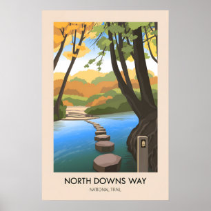 North Downs Way Nationaal Wandelpad Reisposter Poster