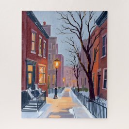 North End Winter Boston Watercolor Painting Legpuzzel