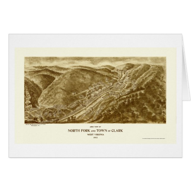 North Fork and Clark, WV Panoramic Map - 1911 (Voorkant Horizontaal)