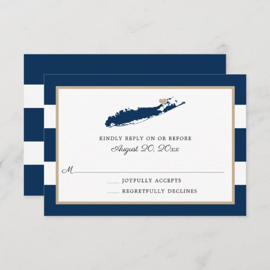North Fork Long Island avec coeur Mariage RSVP (Devant / Derrière)