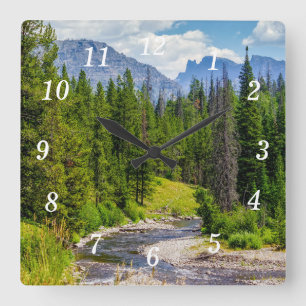 North Fork Shoshone River Wandklok Vierkante Klok