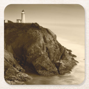North Head Lighthouse Fort Canby State Park, WA Vierkante Kartonnen Onderzetter