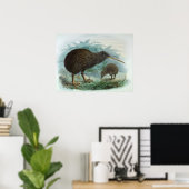 North Island Brown Kiwi  Bird Illustration Poster (Thuiskantoor)