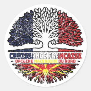 North Macedonia Macedonian French France Tree Ronde Sticker