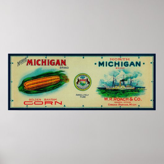 North Michigan Corn LabelGrand Rapids, MI Poster (Voorkant)