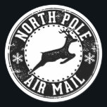North Pole Air Mail Christmas Favoriser Cadeau cad<br><div class="desc">Stickers Arrondi Classic Stamp du North Pole Air Mail.</div>