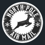 North Pole Air Mail Christmas Favoriser Cadeau cad<br><div class="desc">Stickers Arrondi Classic Stamp du North Pole Air Mail.</div>
