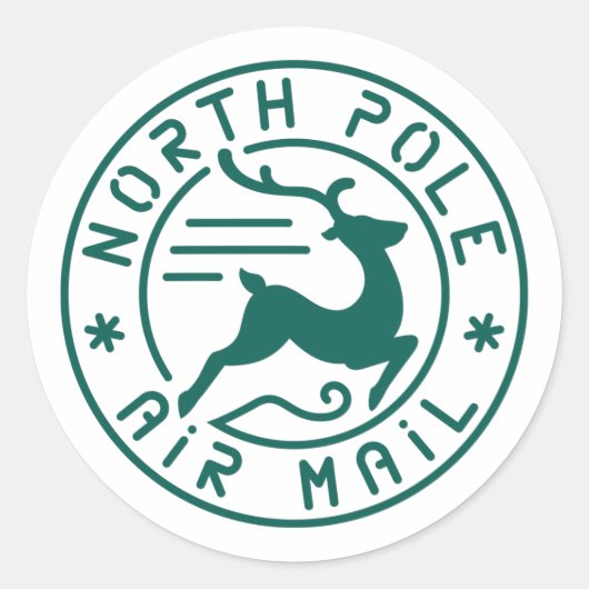 North Pole Air Mail Ronde Sticker (Voorkant)