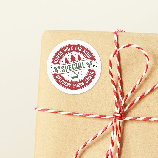 North Pole Air Mail Speciale levering Ronde Sticker