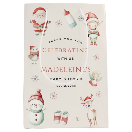 North Pole Christmas Express bezorging Baby shower Medium Cadeauzakje (Voorkant)