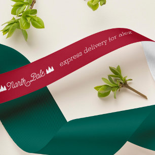 North Pole Express Delivery met naam Kerstmis Lint