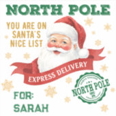 North Pole Express Delivery Santa Christmas Sticker (Voorkant)