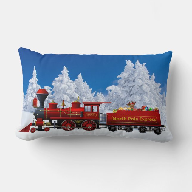 North Pole Express kersttrein kussen (Voorkant)
