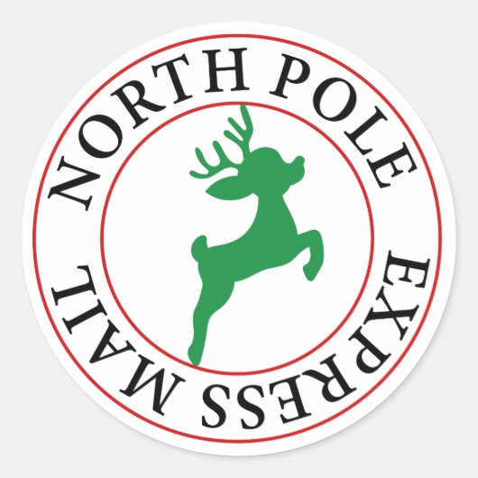 North Pole Express Mail rendieren Ronde Sticker (Voorkant)