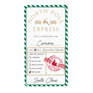 North Pole Express Speciale Leveringsgeschenk Stic Etiket