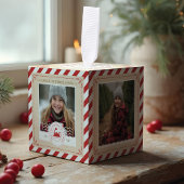 North Pole Express treinkaartje Kerstfoto Kubus Ornament