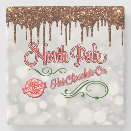 North Pole Hot Chocolade Stenen Onderzetter (Voorkant)