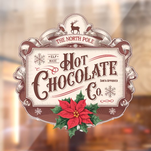North Pole Hot Chocolate Company Raamsticker (Vel 2)