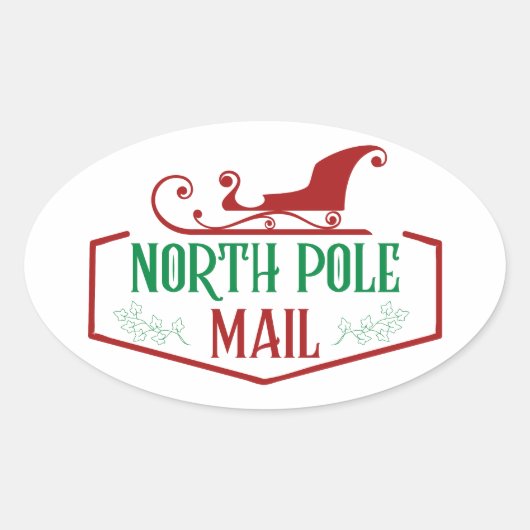 North Pole Mail Oval Sticker (Voorkant)