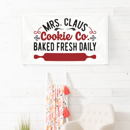 North Pole Mrs Claus koekie Company Kerstmis Spandoek (Insitu)