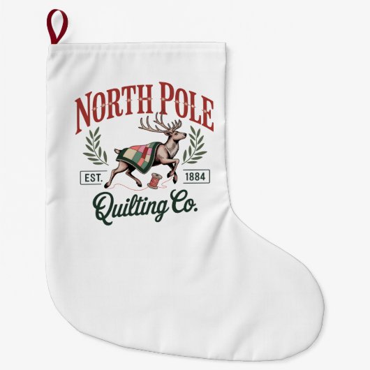 North Pole Quilting Funny Quilting Sewing Lover Grote Kerstsok (Voorkant)