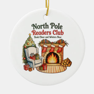 North Pole Readers Club Kerstboeken Kerstliefhebbe Keramisch Ornament