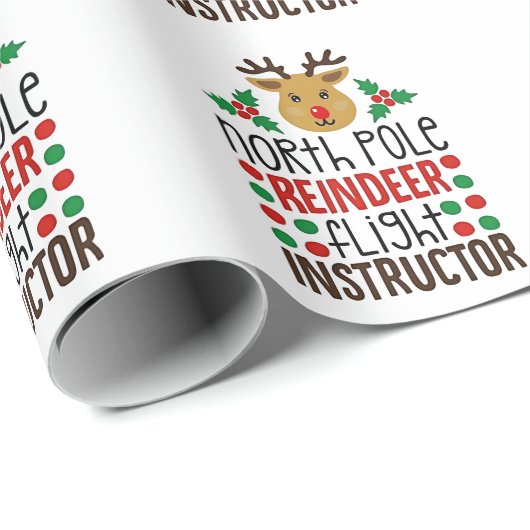 North Pole Reindeer Flight Instructor Christmas Cadeaupapier (Rol Hoek)