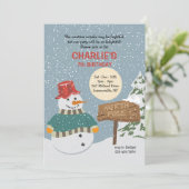 North Pole Snowman Invitation Kaart (Staand voorkant)