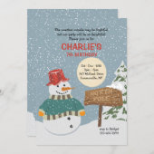 North Pole Snowman Invitation Kaart (Voorkant / Achterkant)