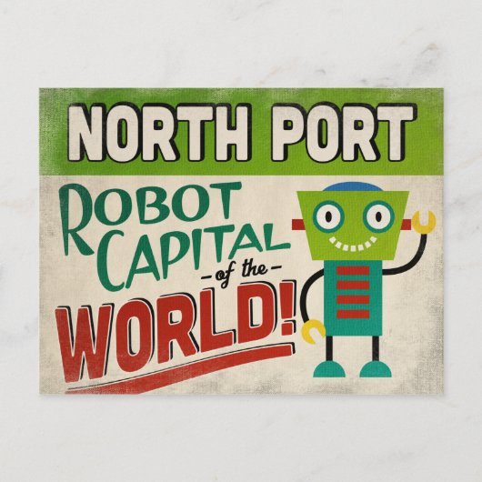 North Port Florida Robot - Funny Briefkaart (Voorkant)