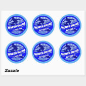 North Shore Hawaii blauw surfer logo stickers (Vel)