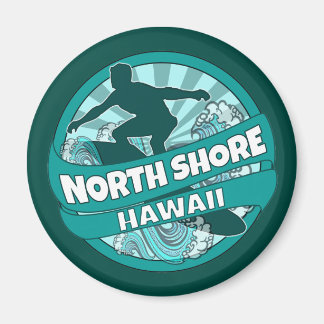 North Shore Hawaii blauwgroen surfer logo magnet Magneet