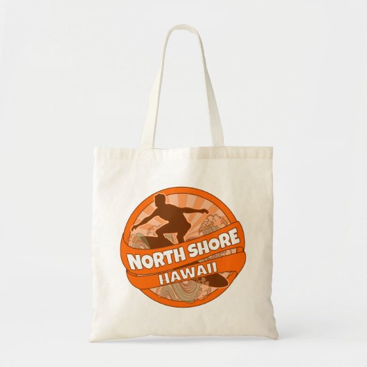 North Shore Hawaii oranje surfer logo canvas tas (Voorkant)