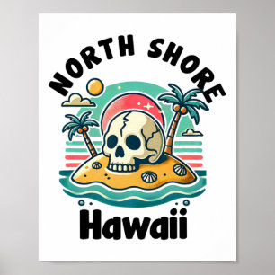 North Shore Oahu Hawaï Souvenir Surfen Hawaïaans  Poster