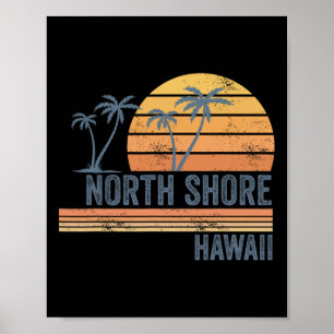North Shore Oahu Hawaii Souvenir Surfen Hawaiaans Poster