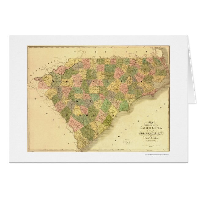 North & South Carolina Map 1839 (Voorkant Horizontaal)