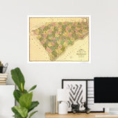 North & South Carolina Map 1839 Poster (Thuiskantoor)